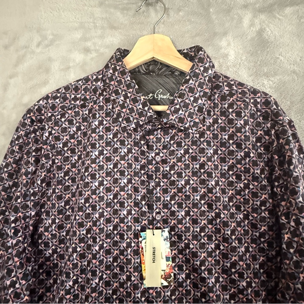 $198 Robert Graham Shirt 2XL Button Down Classic YENI Multicolor Stretch NWT